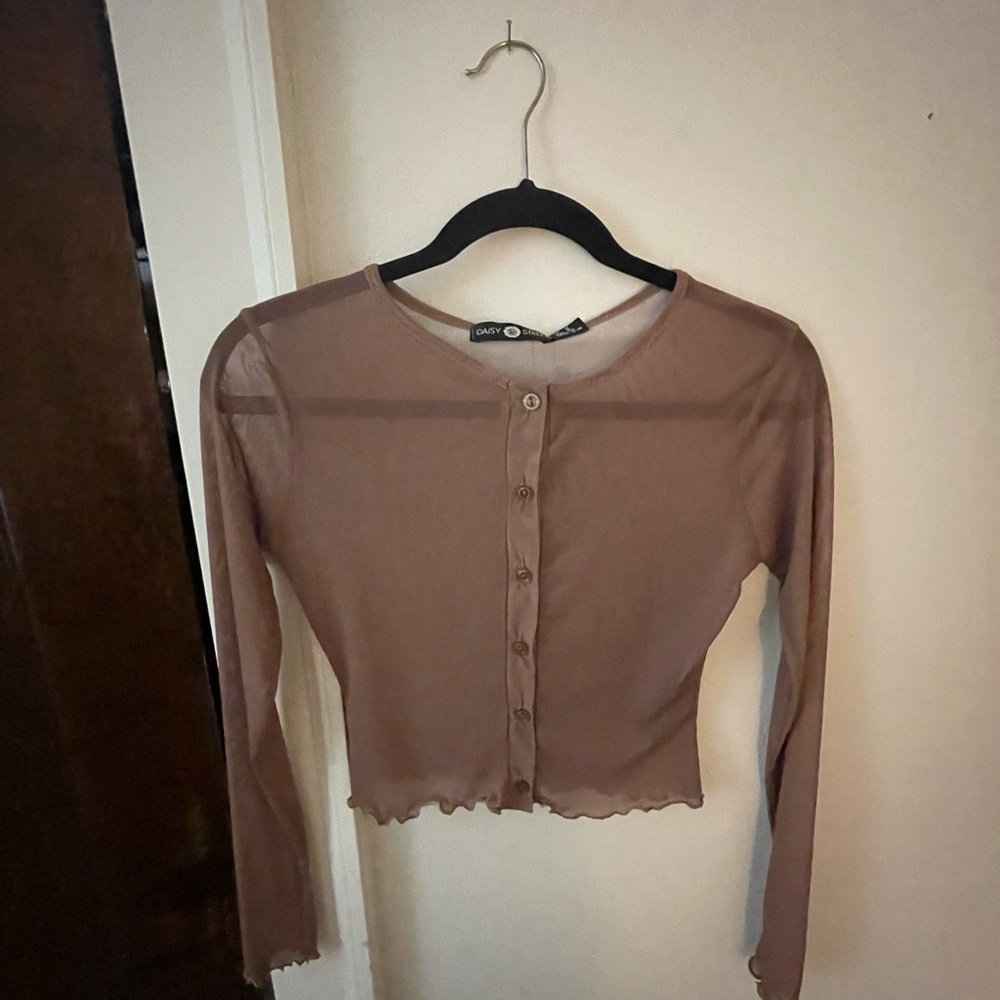 Sheer brown button top
